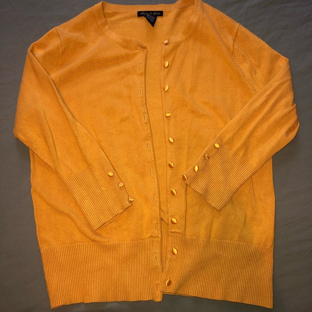 Mustard Yellow Button Detail Sweater Size M